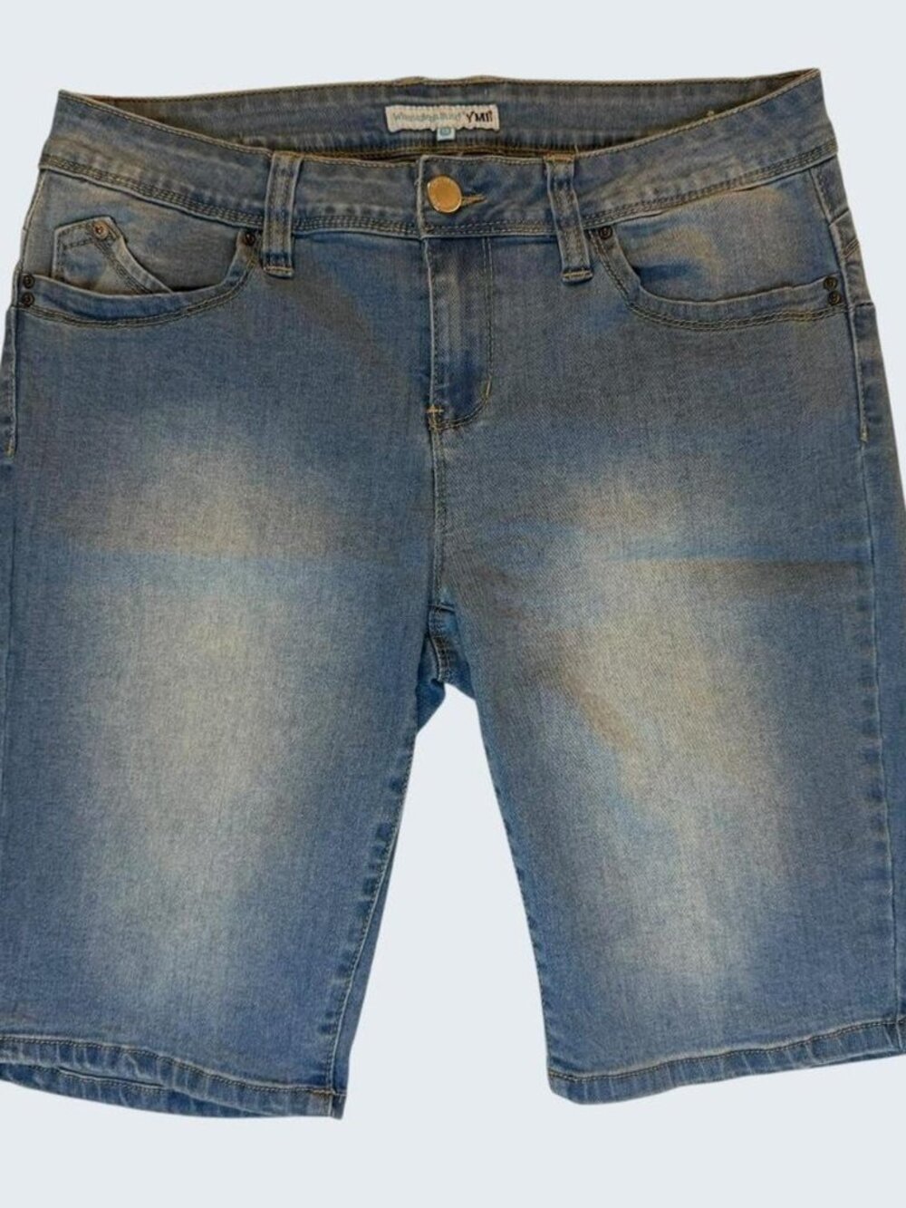 YMI WannaBettaButt Denim Bermuda Shorts Stretch Blue Wash Size 13